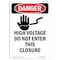 Signmission OSHA Danger Sign, 10" Height, Rigid Plastic, High Voltage Do Not, Portrait, V-1341 OS-DS-P-710-V-1341 - alternate 1